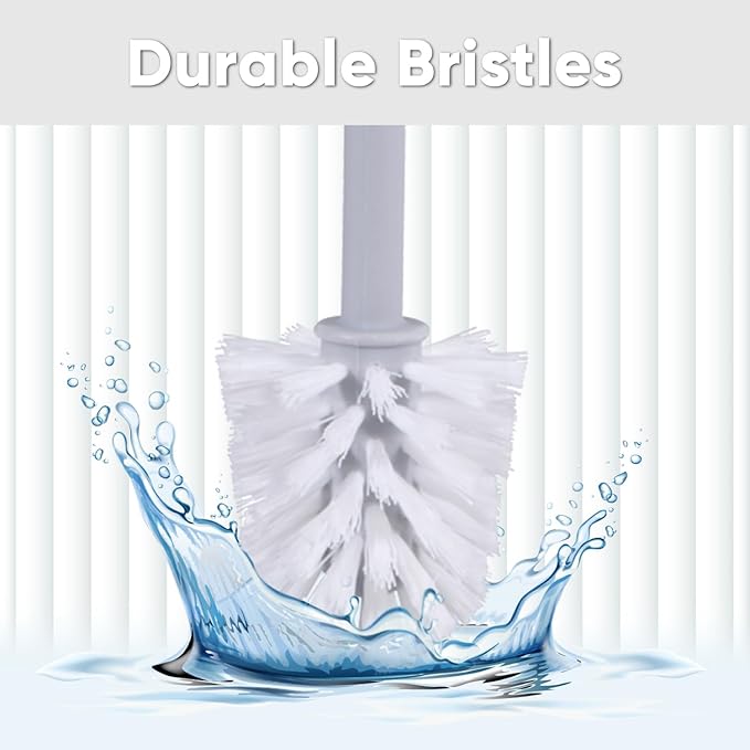 Decorative Plastic Toilet Bowl Brush and Holder Set, Lilac Purple (2 Pack) Cleaner Scrubber for Bathroom - Ribbed Design