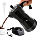 Electric Aluminum Moka Pot 3-6 Cup 150-270ml Espresso Maker with Detachable Base Ideal Coffee Makers for Home MochaPot Italian and Cuban Café Coffeemaker Espressomaker CoffeePot Black