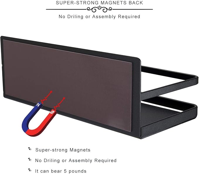 Magnetic Spice Rack Organizer Single Tier Refrigerator Spice Storage Shelf, Easy to Install The Side of The Refrigerator Can Hold spices