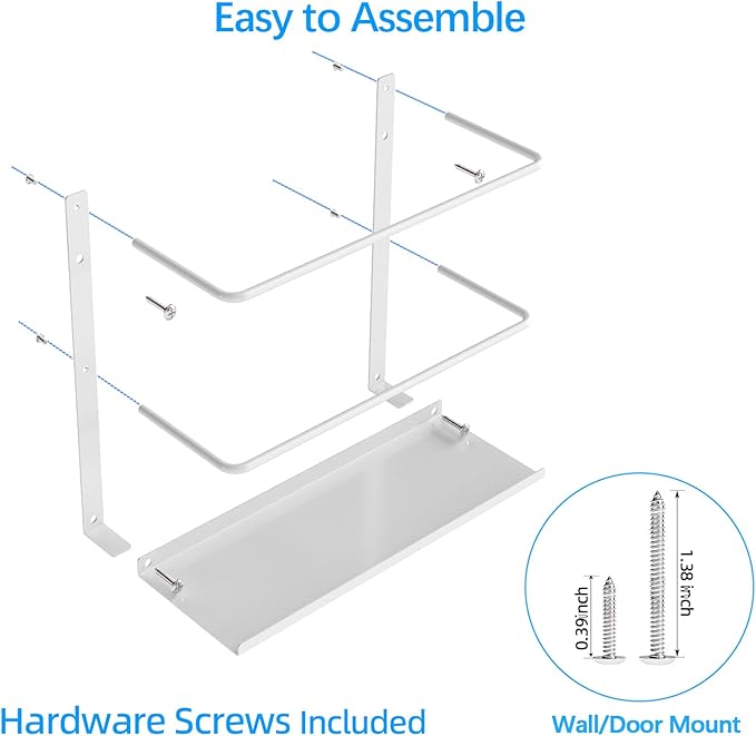 Gypie 2 Pack Kitchen Wrap Organizer Door Mount, Aluminum Foil Holder Cabinet Door Organizer Cabinet Storage Basket for Kitchen Wrap/Food Bag Storage, White
