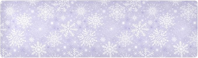 Gray White Winter Snowflakes Christmas Trivet Table Runner 40 Inches Long Trivet for Hot Pots and Pans/Hot Dishes,Table Protector Heat Up to 230F, Decorative Hot Plates Mat for Kitchen Countertop