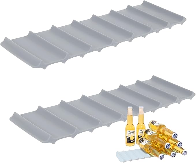 2-Pack Stackable Refrigerator Wine Rack Maximize Fridge Space with This Wine Bottle Holder; Organize Cans & Beverages Efficiently Using This Durable Fridge Organizer for a Clutter-Free Kitchen