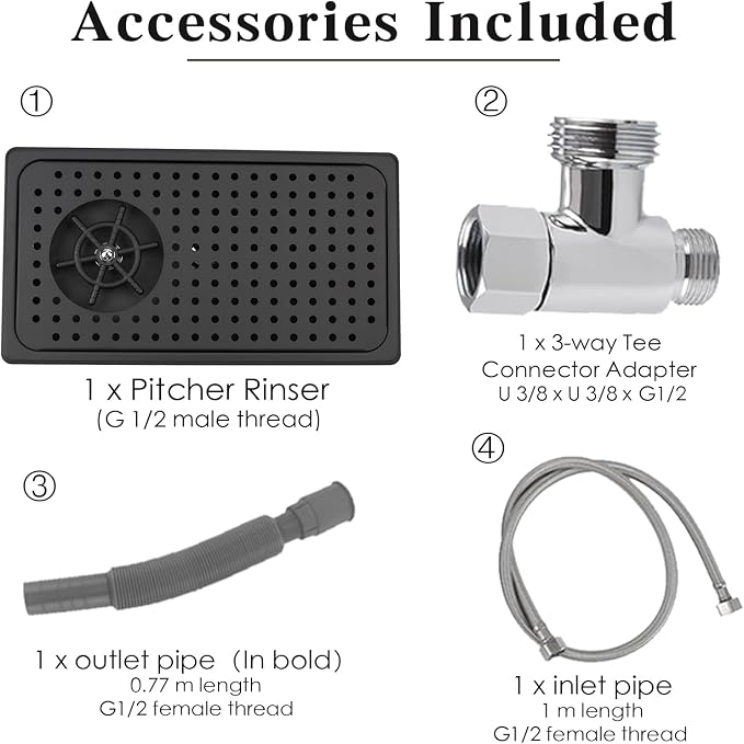 Pitcher Washer, Espresso Washer, Drainage and Drip Tray Stainless Steel Bar Glass Washer is The Sink, and The Cup Spray Washer is The Home Kitchen Hotel Cafe Restaurant (KF27-Black)