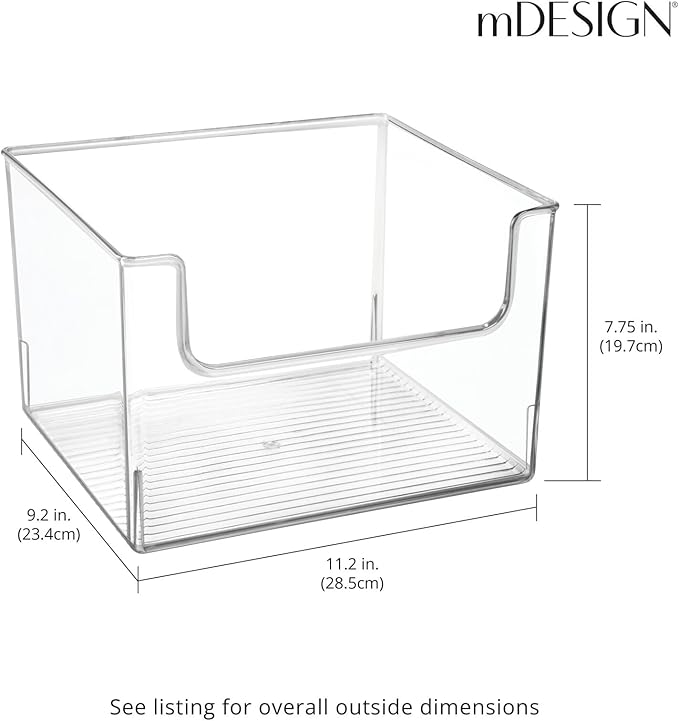 mDesign Set of 4 Fridge Storage Organiser – Kitchen Storage Box for Food and Vegetables – BPA-Free Plastic Freezer Compartment Drawer – Clear