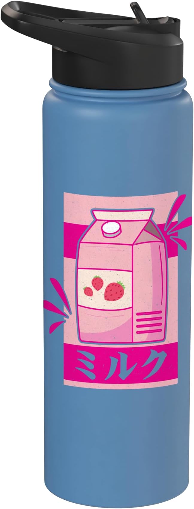 Kawaii Japanese Pink Retro 90s Strawberry Milk Carton Stainless Steel Insulated Water Bottle