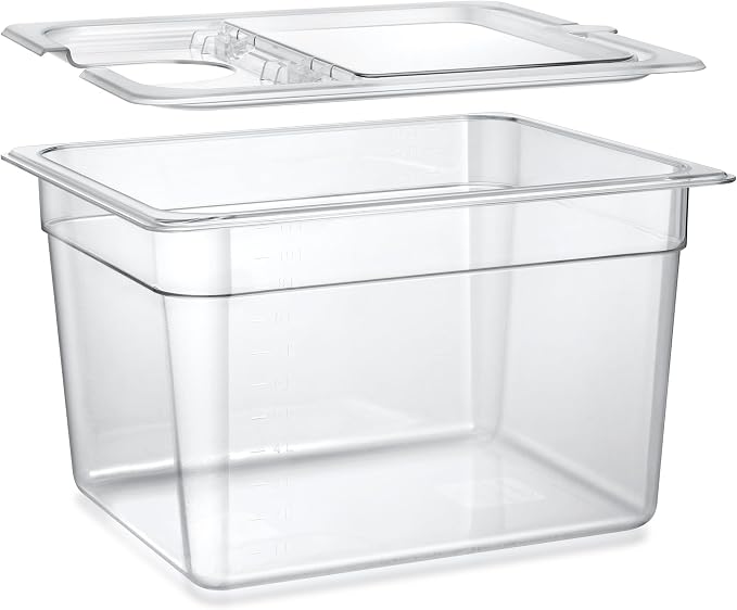 HOMENOTE Sous Vide Container 12 Quart with Universal Collapsible Hinged Lid,Sous Vide Accessories Kit BPA Free,Compatible with Anova and Most Sous Vide Cookers