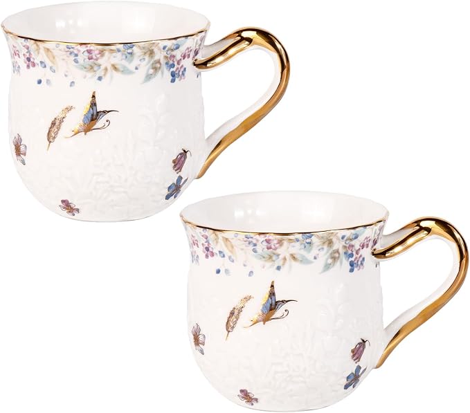 KAMMAK Coffee Mugs Set of 2 Ceramic Novelty Cups 16oz Porcelain Tea Cups Large Cappuccino Mugs with Handle Espresso Mug for Hot Cocoa, Latte, Breakfast Cereal, Americano (Colorful)