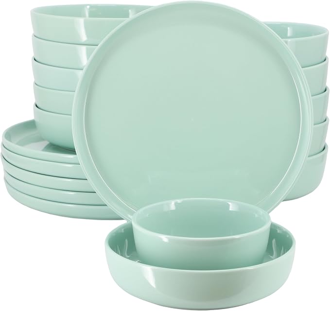 Elama Duncan 18 Piece Porcelain Dinnerware/Tableware Set, Service for 6 (Mint)