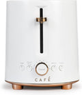 Café Express Finish 2-Slice Toaster | Extra-Wide Slots, Extra Lift for Waffles, Pastries, Texas Toast & More | 4 Pre-Set Functions, 8 Shade Options | Countertop Kitchen Essentials | Matte White