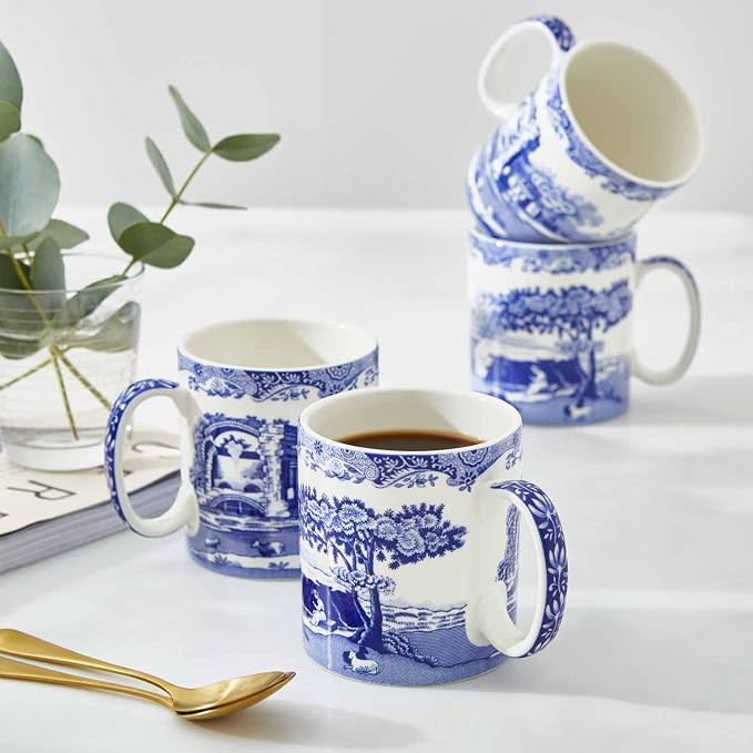 Spode Blue Italian Mug, Set of 4