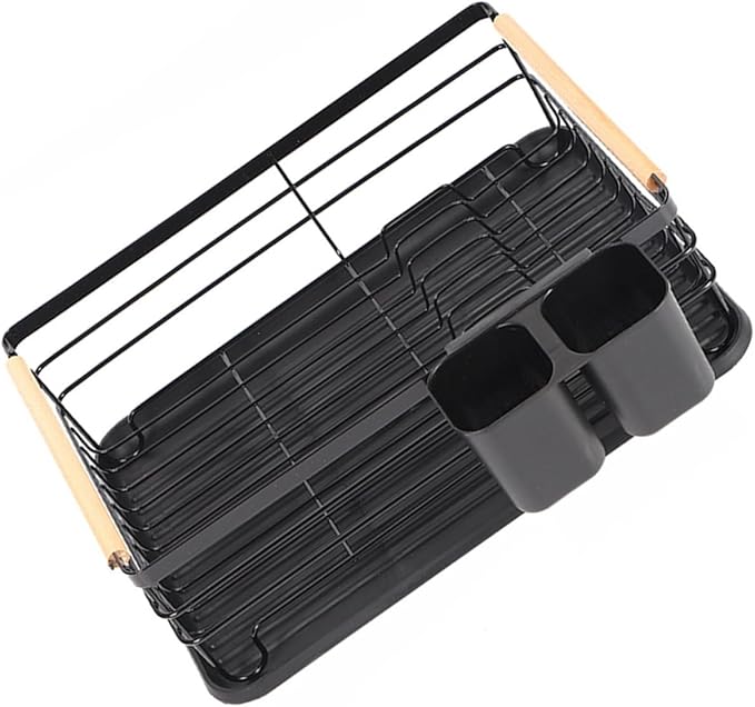 Tofficu Dish Drying Rack for Kitchen Counter Metal Bowl and Utensil Drainer Organizer Compact Over Sink Dish Rack and Cutlery Drying Space-Saving Kitchen Storage Holder