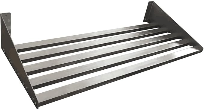 304 Stainless Steel Standard Wall Shelf, Cookware Storage Organizer, Kitchen Wall Pot Pan Rack,With 6 Hooks, Capacity 200 lb (23.5" x 11.5") suitable for Electric or Induction Cooker