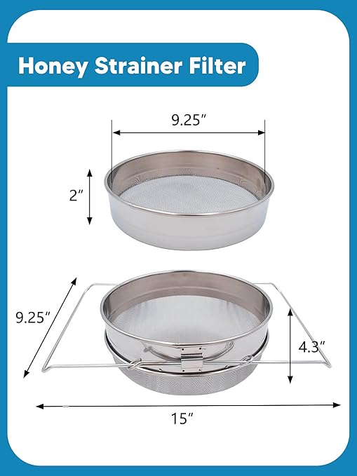 10 PCS Honey Harvesting Beekeeping Tool Kit, 5 Gallon Bucket with Gate, 50 Pairs Gloves, 58-90% Brix Scale Range Honey Moisture Tester, Honey Pail Kit Gate Strainer Uncapping Knife Scraper