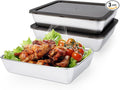 3 PCS Stainless Steel Food Storage Containers with lids,2.16 Inch Deep, 8x10 Inch Stainless Steel Oven plate, Metal Roasting Pan for Meal Prep、Meat, Rustproof & Heavy,Dishwasher Safe & Freezer