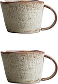 2-pcs handcrafted clay water cups, couple cups, household coffee, hot tea, oatmeal, milk cups (300ML, 7 * 10cm), office retro mugs, suitable for dishwasher, microwave, oven. (beige)