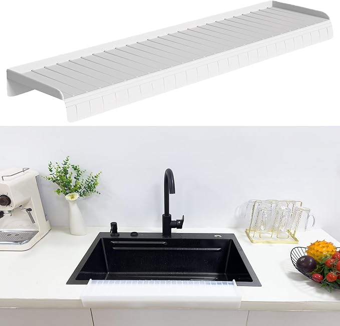 Silicone Sink Edge Protectors For Kitchen Sink Splash Guard, Kitchen Sink Splash Guard, Silicon Sink Protector For Granite,Quartz - White