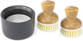 Full Circle Bubble Up Dush Brush with Bamboo Handle, Set of 3, Grey