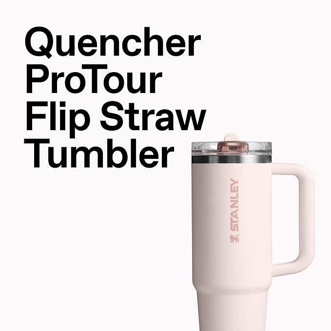 STANLEY Quencher ProTour Flip Straw Tumbler with Leakproof Lid 40 oz | Built-in Straw and Handle | Cup Holder Compatible for Travel | insulated Stainless Steel Cup | BPA-Free | Champagne