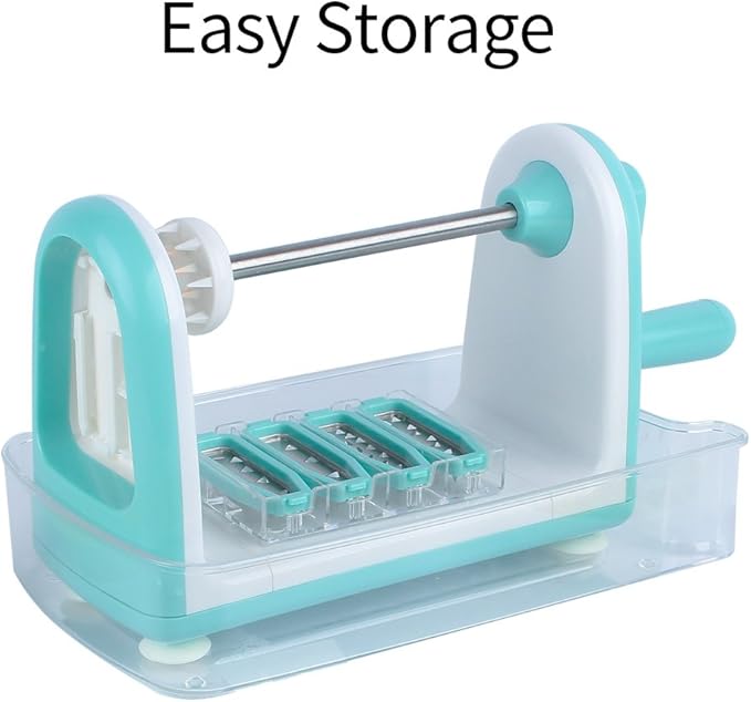 Ourokhome Zucchini Noodle Maker Spaghetti Spiralizer - 5 Blades Vegetable Slicer for Veggie Noodles and Curly Chips, Vegetable Chopper Onion Cutter with Container, Multifunctional Food Chopper