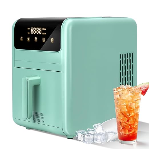 Countertop Ice Cube Maker, 24 Square Ice Cubes in 10-15 Mins, 3 Ice Modes, Self-Cleaning Portable Ice Machine with Touch Control & Timer, 50lbs/Day, Perfect for Home Kitchen Office