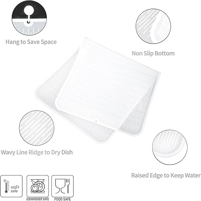 MicoYang Silicone Dish Drying Mat for Multiple Usage,Easy clean,Eco-friendly,Heat-resistant Silicone Mat for Kitchen Counter or Sink,Refrigerator or Drawer Liner Translucent 5XL 36inches x 18inches