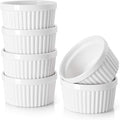 DOWAN Ramekins 10 oz Oven Safe for Creme Brulee, Porcelain Souffle Dishes, Ramekin for Baking, Small Dessert Bowls Dipping Sauce Cups, Set of 6, Soft White