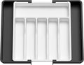 Lifewit Silverware Drawer Organizer, Expandable Utensil Tray for Kitchen, BPA Free Flatware and Cutlery Holder, Adjustable Plastic Storage for Spoons Forks Knives, 13-22 x 15", White&Black
