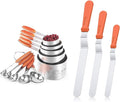 U-Taste 18/8 Stainless Steel Measuring Cups and Spoons Set and 18/0 Stainless Steel Offset Icing Spatula Set (Orange)
