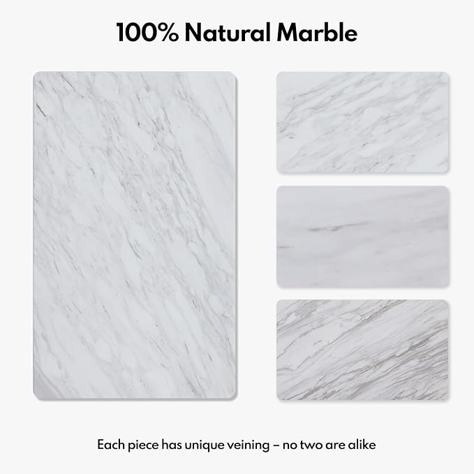 Lovdeco Large Marble Cutting Board 12"x20", 100% Natural Marble, Heavy Duty, Volakas White, Polished Surface for Pastry, Cheese, Serving & Kitchen Countertop – White with Brown Veining