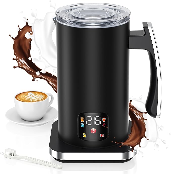 Automatic Milk Frother 6-in-1, Electric Milk Frother and Steamer 420ml, Milk Steamer and Frother for Latte, Coffee Frother Machine, Warm and Hot Chocolate Maker, Cold Foam Maker, Cappuccinos