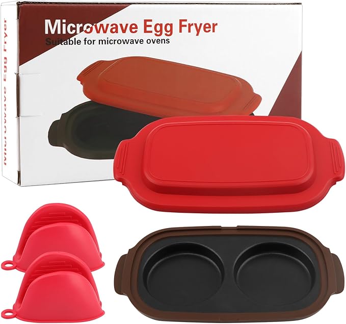 Quick-Heat Microwave Egg Cooker & Poacher, Non-Stick 2 Eggs Maker for Breakfast Sandwiches, Portable Multi-use Egg Fryer for Home,Travel,Gifts, Dishwasher-Safe, Save Time