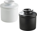 Butter Bell - The Original Butter Bell crock by L Tremain, a Countertop French Ceramic Butter Dish Keeper for Spreadable Butter, Glossy White + Matte Black