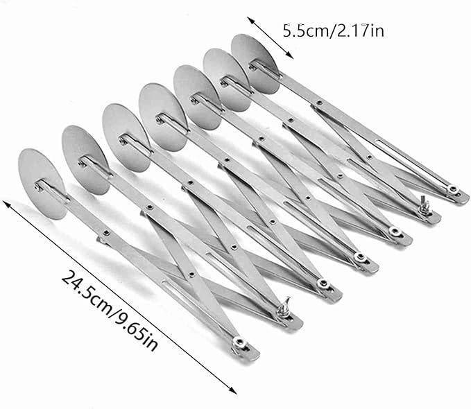 7 Wheel Stainless Steel Pizza Knife Wheel Cutter Adjustable Dough Divider, Silver - Durable Food Grade Material, Even Cutting, Ideal for Baking Pizza and Pastry (7 wheel)