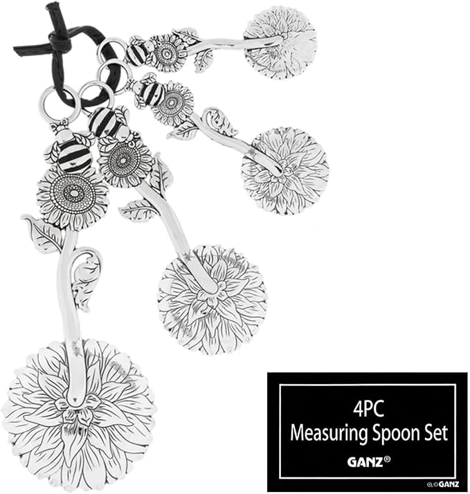 Ganz Bumble Bee Measuring Spoons, Zinc, 5.25 Inches Length, Silver, Set of 4