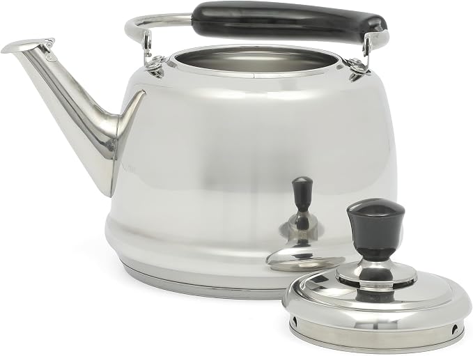 Martha Stewart Kingstree Large 2 Qt Stainless Steel Tea Kettle – Heavy Gauge Durable Whistling Tea Kettle for Stove Top, Easy Pour, Classic Design