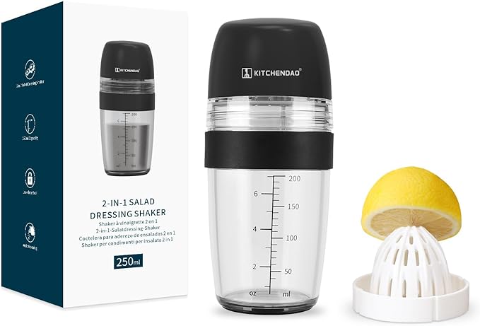 KITCHENDAO Precision Pour Glass Oil Dispenser and 2 in 1 Salad Dressing Shaker Container