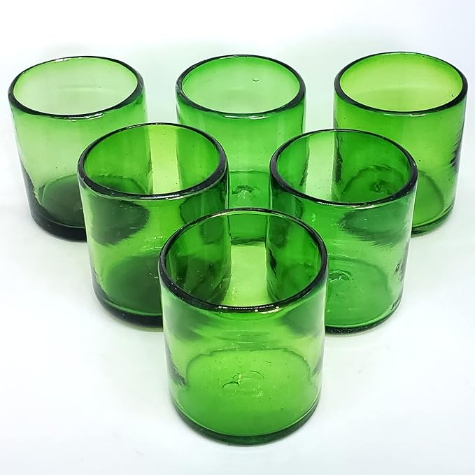 Solid Emerald Green 9 oz Short Tumblers (set of 6), Recycled Glass, Lead-free, Toxin-Free (9oz Tumbler)