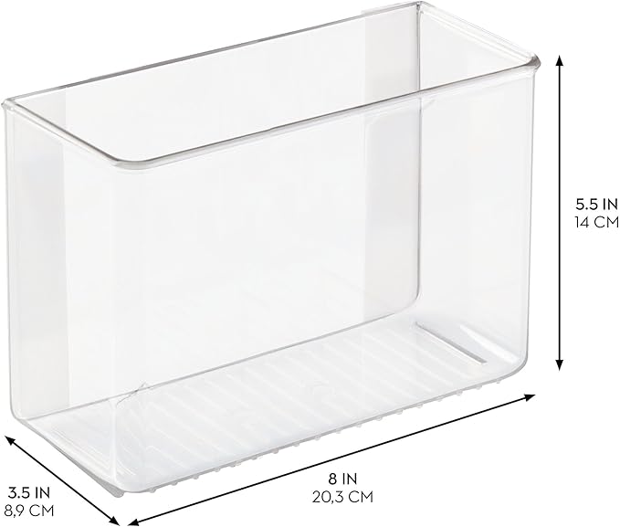 iDesign Adhesive Organizer Bin - Damage-Free Hanging for Kitchen, Bathroom, or Office - Set of 2 - Clear