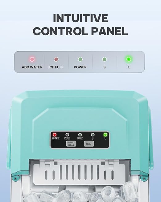 Silonn Ice Maker Countertop, Portable Ice Machine with Carry Handle, Self-Cleaning Ice Makers with Basket and Scoop, 9 Cubes in 6 Mins, 26 lbs per Day, Ideal for Home, Kitchen, Camping, RV