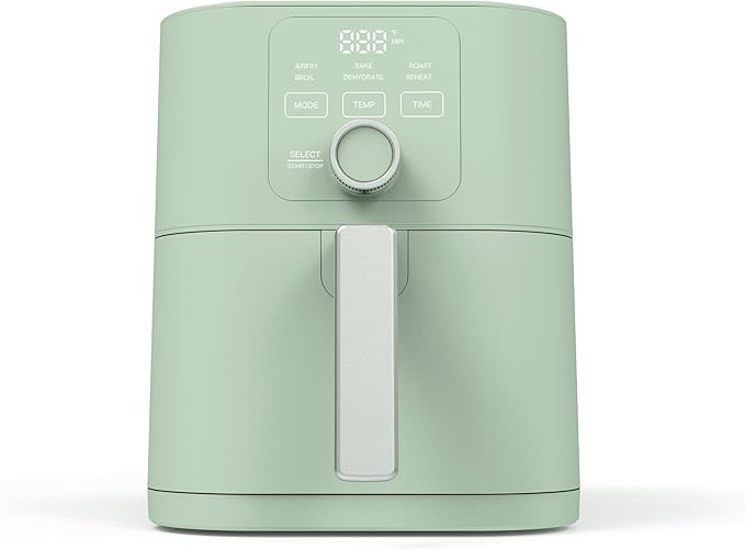 Martha Stewart 6QT Air Fryer, 6-in-1, Bake, Broil, Roast, Air Fry, Dehydrate, Reheat, Ceramic Non-Stick Basket, Crispy Results Fast, 400°F Max Temp, Shake Reminder, Auto Shut-Off, Honeydew Green