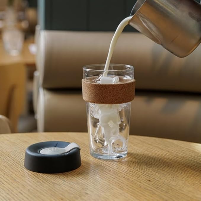 KeepCup Brew Cork, Reusable Glass Tumbler with Natural Cork, Grande Coffee Cup 16oz/454ml - Daybreak