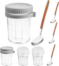 4pcs Glass Overnight Oats Jars with Lids and Spoons, 350ml Airtight Yogurt Granola Containers, Milk Breakfast Cups for Meal Prep and Cereal Storage, Suitable for Home and Travel