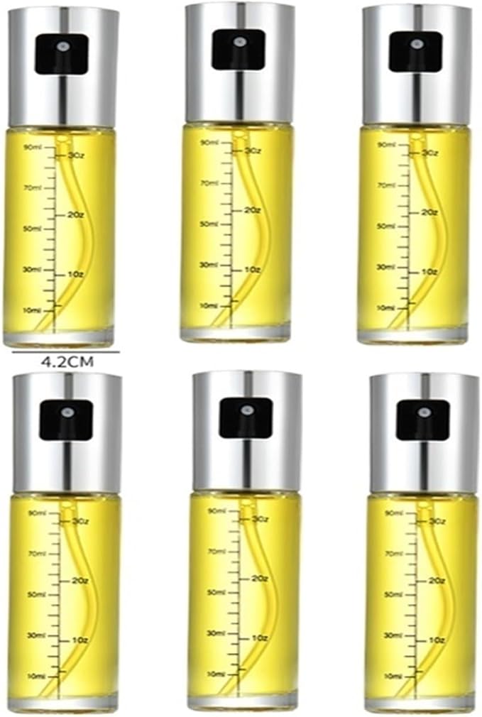 Glass Oil Sprayer Cooking Spray Mister Fit For Salad BBQ Kitchen Baking Empty Vinegar Bottle(Silvery-6PCS)