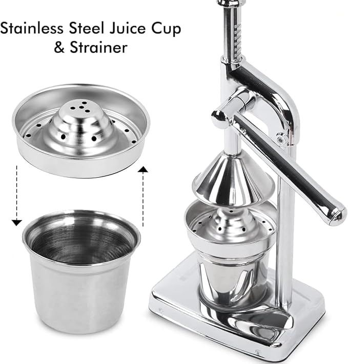 Cast Iron Juicer Hand Press, Cast Iron Juicer, Effective Stainless Steel Manual Juice, Heavy Duty Hand Press Juice Extractor for Fresh Lemonade Orange, Easy to Use, Home and Kitchen Essentials