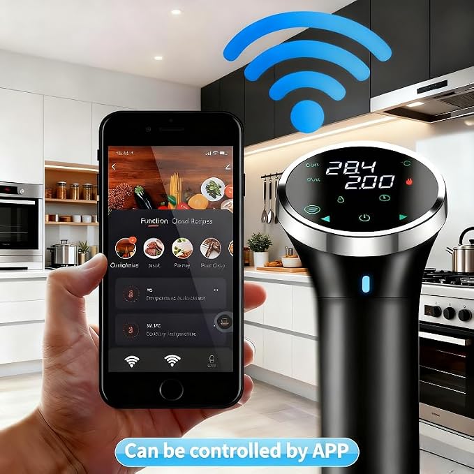 1100W Immersion Circulator Sous Vide Machine, Wifi Enabled Precision Cooker with App Control for Restaurant-Style Steak, Tender Meat & More