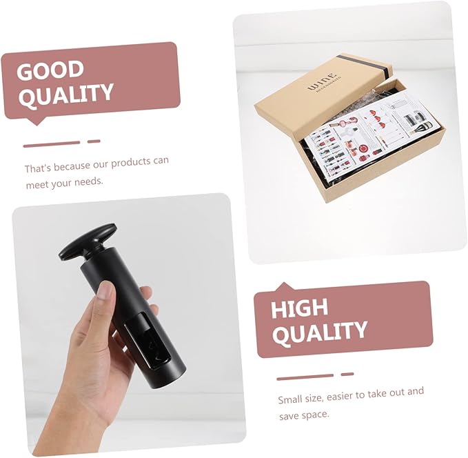 6pcs Wine Pourer Set Vacuum Stoppers Rotary Bottle Opener and Wine Accessories Elegant Black Design