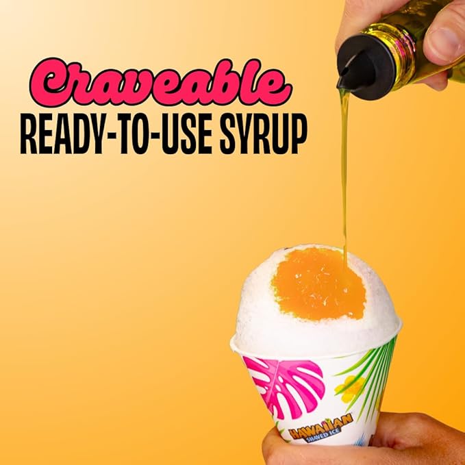 Hawaiian Shaved Ice Dreamsycle Syrup - Nut Soy Dairy Free - Flavor Fluffy & Crunchy Snow Cones - Shelf Stable - Makes 8 Servings - 16 ounces