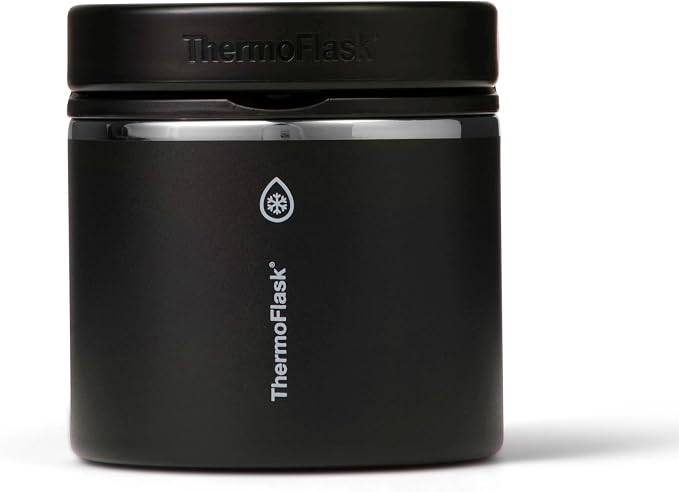 ThermoFlask Insulated Food Jar with Leakproof Lid (20 oz, Black) - Stainless Steel Food Containers for Hot & Cold Meals, Lunch, Soup & Snacks