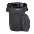 PLASTIC PRINCE 32 Gallon Round Trash Can Container with Lid Gray Plastic Commercial Garbage Bin for Home Garage Restaurants Warehouses