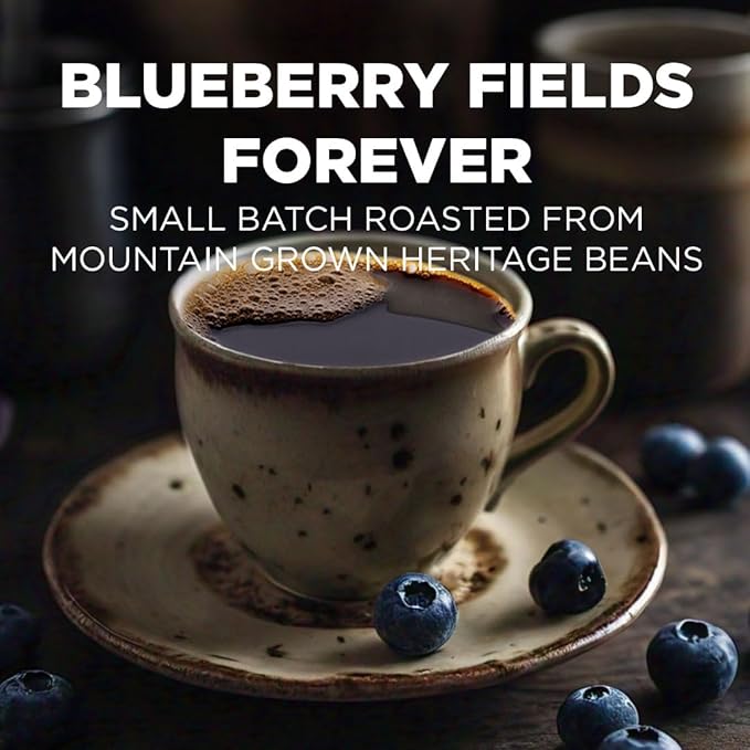 Maud's Blueberry Flavored Coffee Pods, 50 ct, Medium Roast Flavored Coffee in Single Serve Pods – 100% Arabica Beans, Compatible with Keurig K Cups Maker